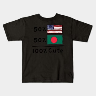 50 American 50 Bangladeshi 100 Bangladesh Usa Flags Kids T-Shirt